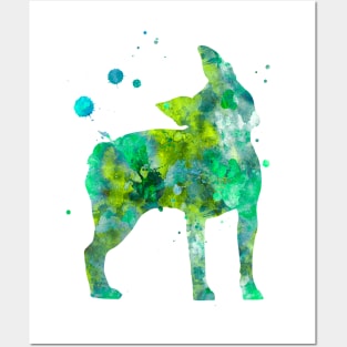 Boston Terrier Dog Watercolor Painting 3 Posters and Art